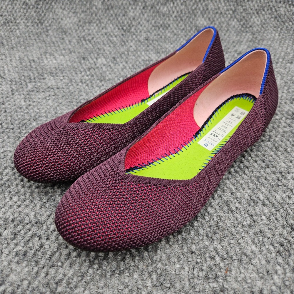 Rothy's The Flat (Women's 8.5) Mulberry Berry Lattice Burgundy Knit Flat Retired
